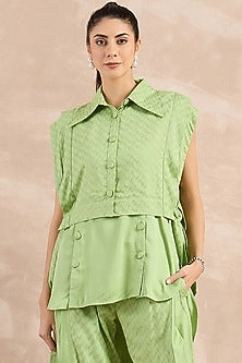 Mint Green Herringbone Texture Cover-Up