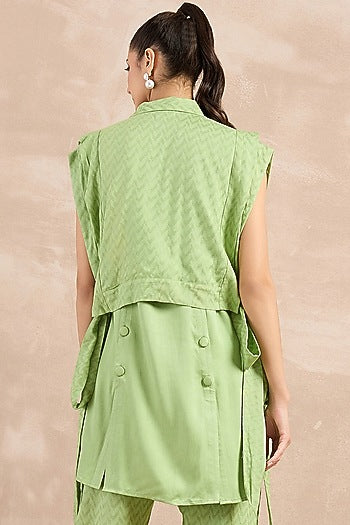 Mint Green Herringbone Texture Cover-Up