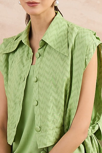 Mint Green Herringbone Texture Cover-Up