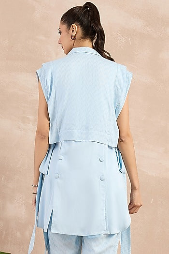 Sky Blue Herringbone Texture Cover-Up