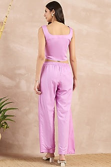 Purple Herringbone Flared Pants