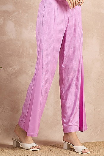 Purple Herringbone Flared Pants