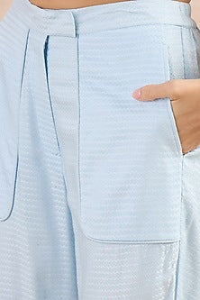 Sky Blue Herringbone Straight Trousers