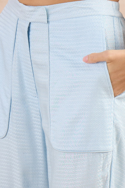 Sky Blue Herringbone Straight Trousers