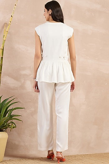 White Herringbone Co-Ord Set