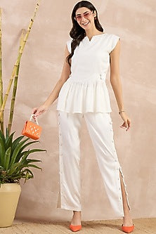 White Herringbone Co-Ord Set