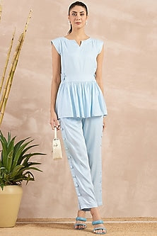 Sky Blue Herringbone Co-Ord Set