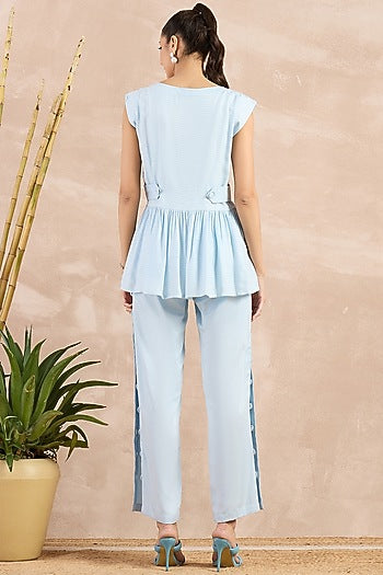 Sky Blue Herringbone Co-Ord Set