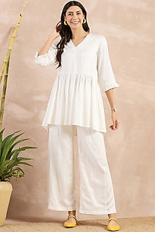 White Herringbone Co-Ord Set