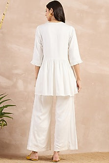 White Herringbone Co-Ord Set