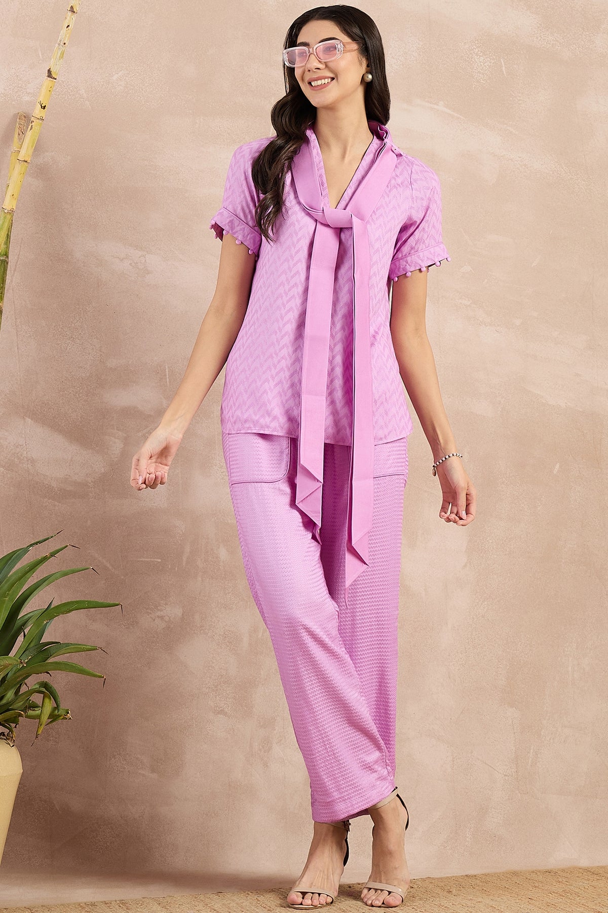 Purple Herringbone Co-Ord Set