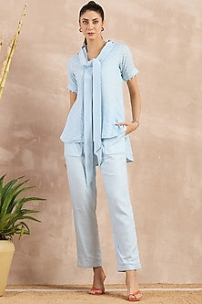 Sky Blue Herringbone Co-Ord Set