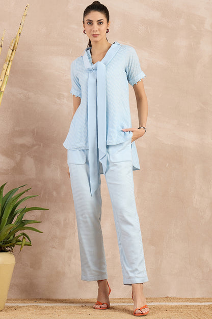 Sky Blue Herringbone Co-Ord Set