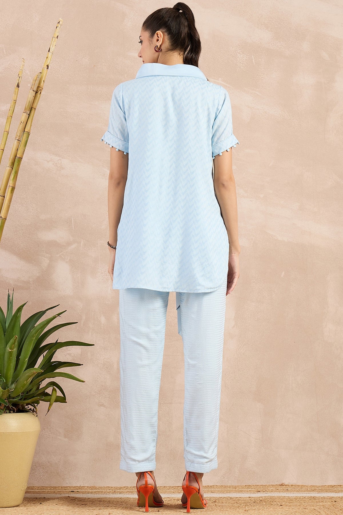 Sky Blue Herringbone Co-Ord Set