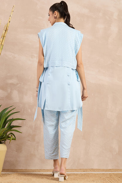 Sky Blue Herringbone Co-Ord Set