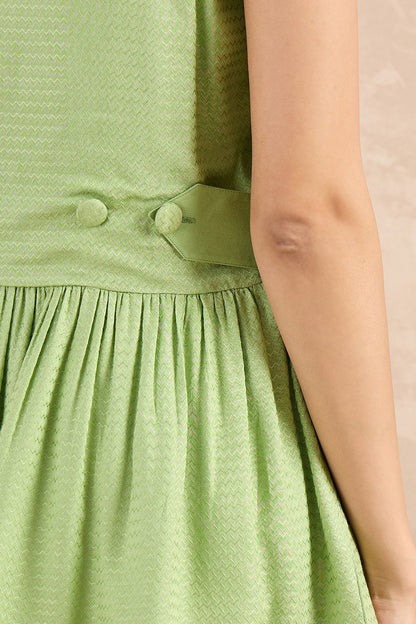 Mint Green Herringbone Peplum Silhouette Top