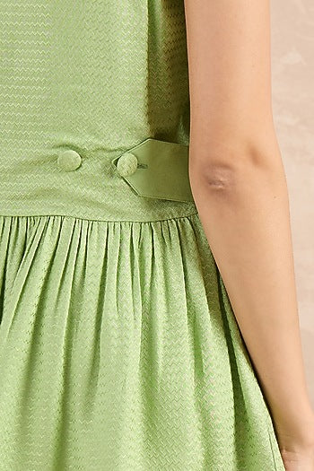 Mint Green Herringbone Peplum Silhouette Top