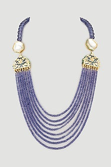 Gold Finish Amethyst Long Necklace