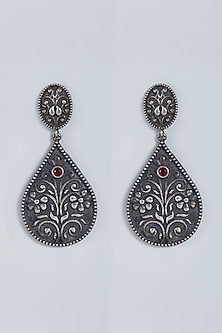 Black Rhodium Finish Jhumka Earrings