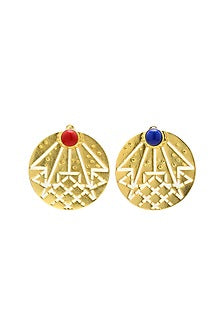 Gold Finish Art Deco Cityscape Mismatched Stud Earrings