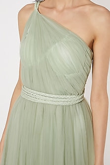 Mint Green Gown With Braided Strings