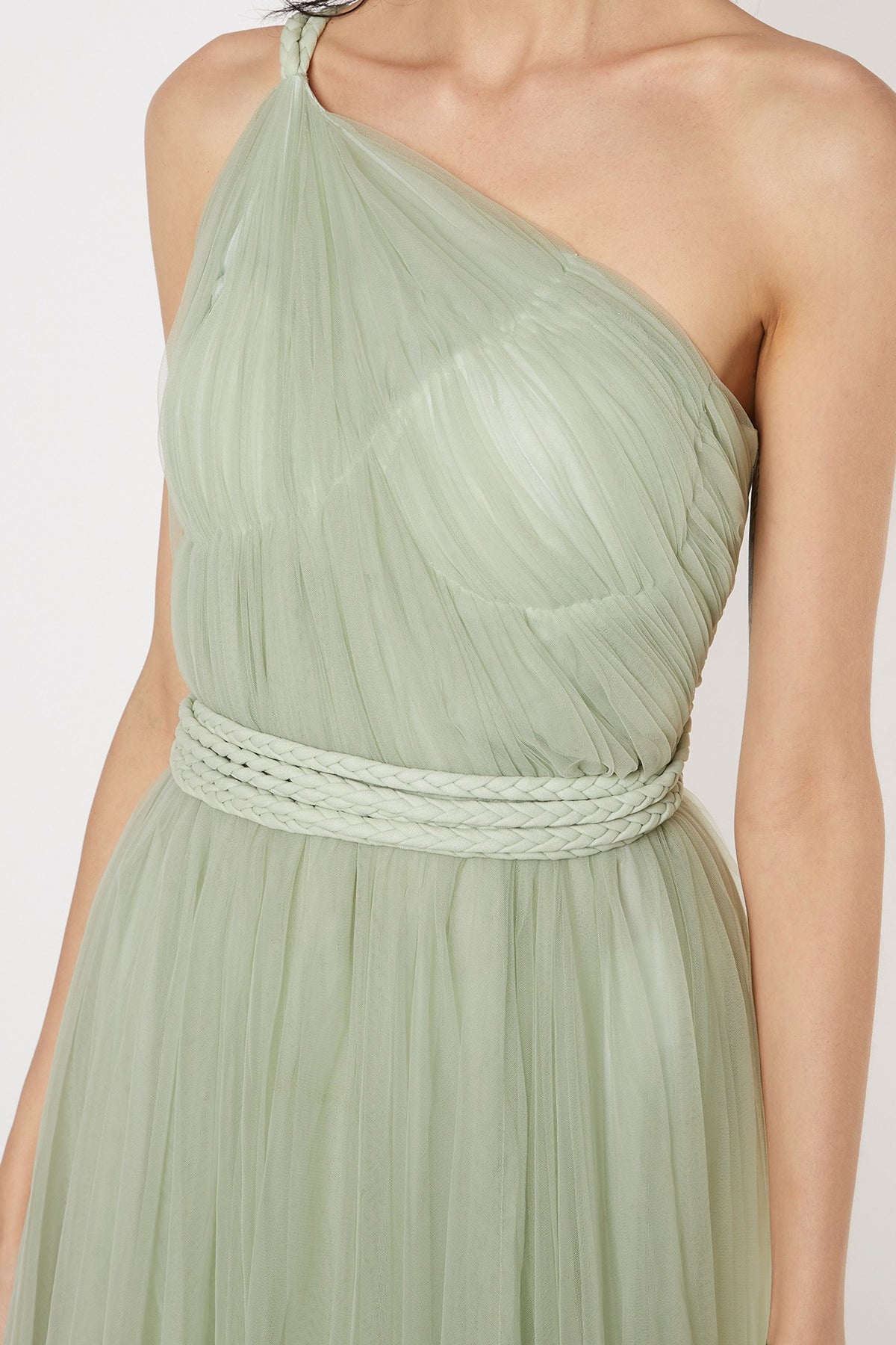 Mint Green Gown With Braided Strings