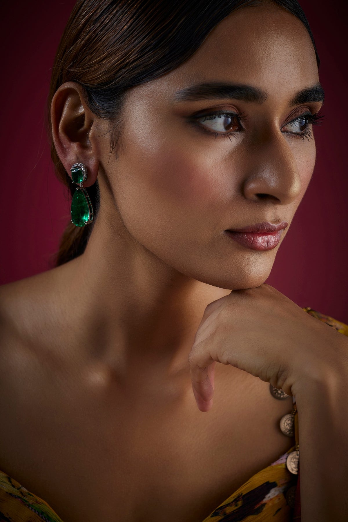 White Finish Zircon Stud Earrings In Sterling Silver