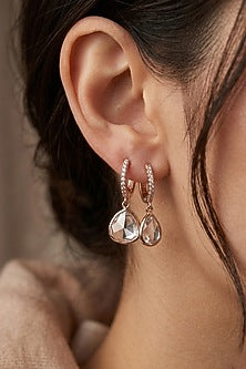 18kt Gold Finish Diamond & Kundan Polki Stud Earrings