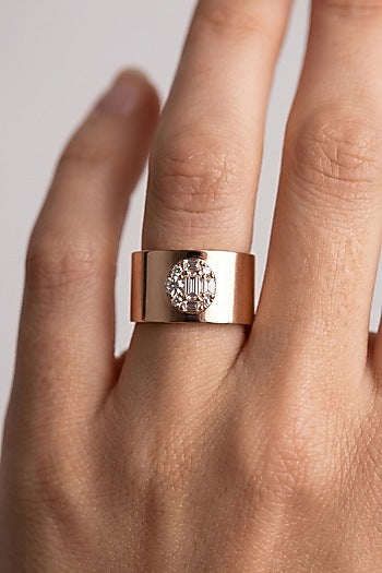 14kt Gold Finish Heart-Shaped Diamond Ring