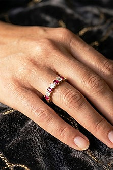 14kt Gold Finish Diamond & Ruby Stone Ring