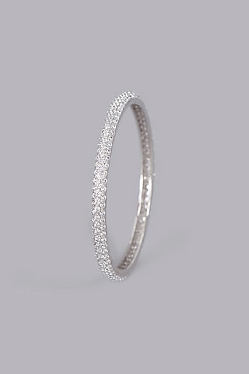 White Finish Zircon Bangle In Sterling Silver