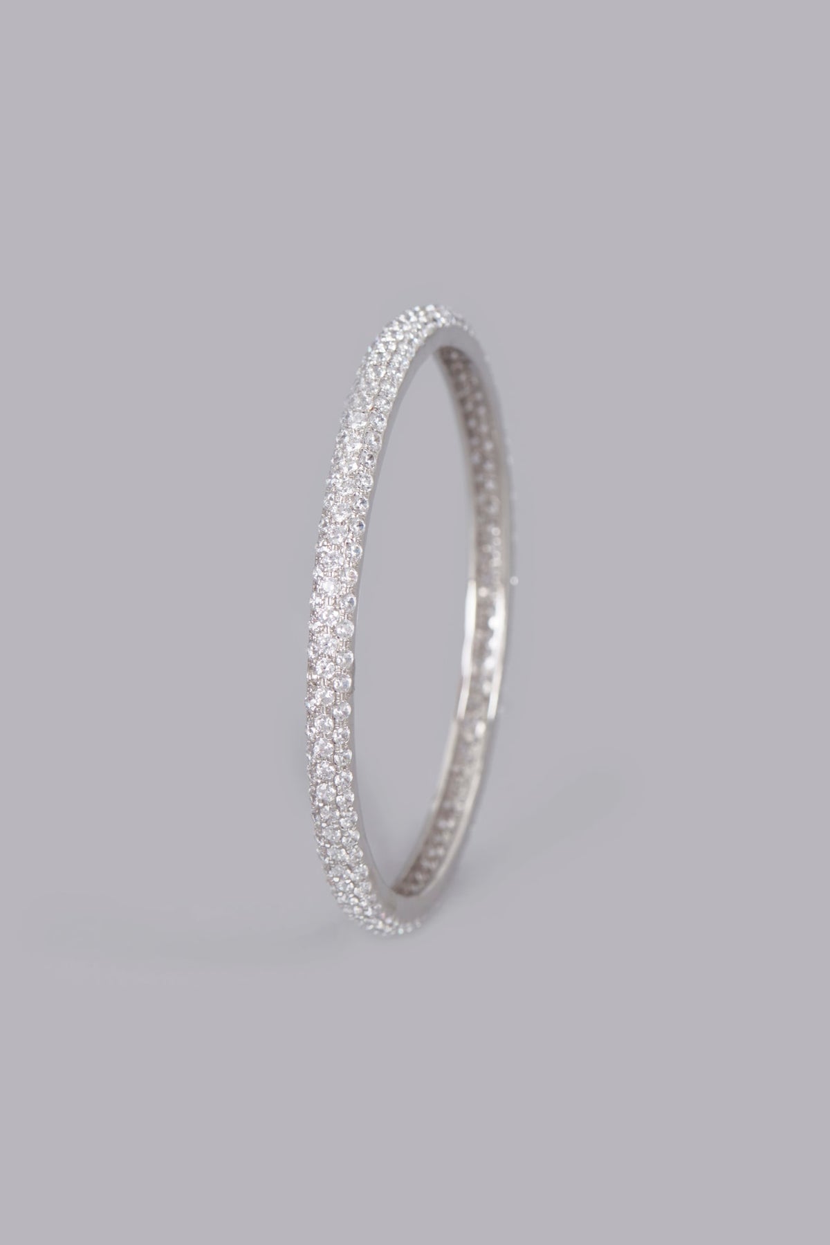 White Finish Zircon Bangle In Sterling Silver