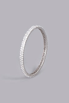 White Finish Zircon Bangle In Sterling Silver