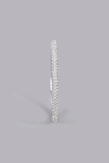 White Finish Zircon Bangle In Sterling Silver