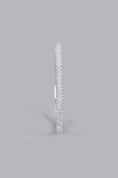 White Finish Zircon Bangle In Sterling Silver
