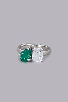 White Finish Ring In Sterling Silver