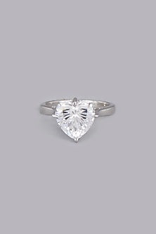 White Finish Zircon Ring In Sterling Silver
