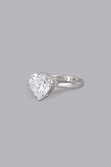 White Finish Zircon Ring In Sterling Silver