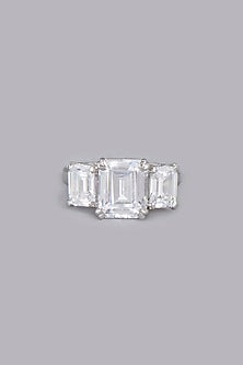 White Finish Ring In Sterling Silver