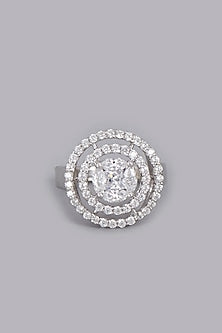 White Finish Ring In Sterling Silver
