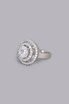 White Finish Ring In Sterling Silver