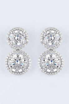 White Finish Zircons Earrings In Sterling Silver