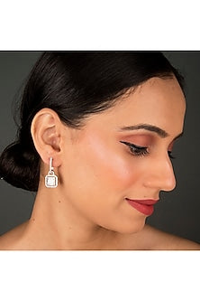 White Finish Zircon Earrings In Sterling Silver