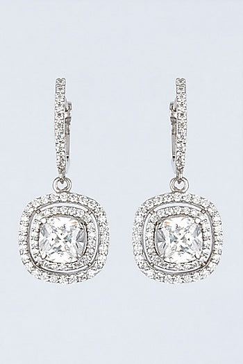 White Finish Zircons Earrings In Sterling Silver