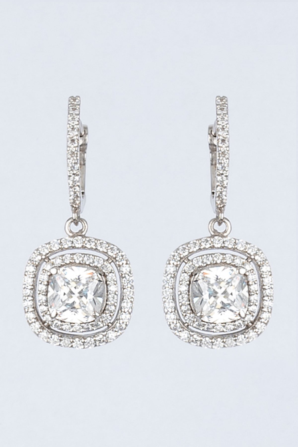 White Finish Zircons Earrings In Sterling Silver