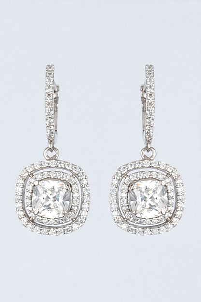 White Finish Zircons Earrings In Sterling Silver