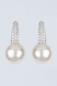 White Finish Hoop Earrings In Sterling Silver