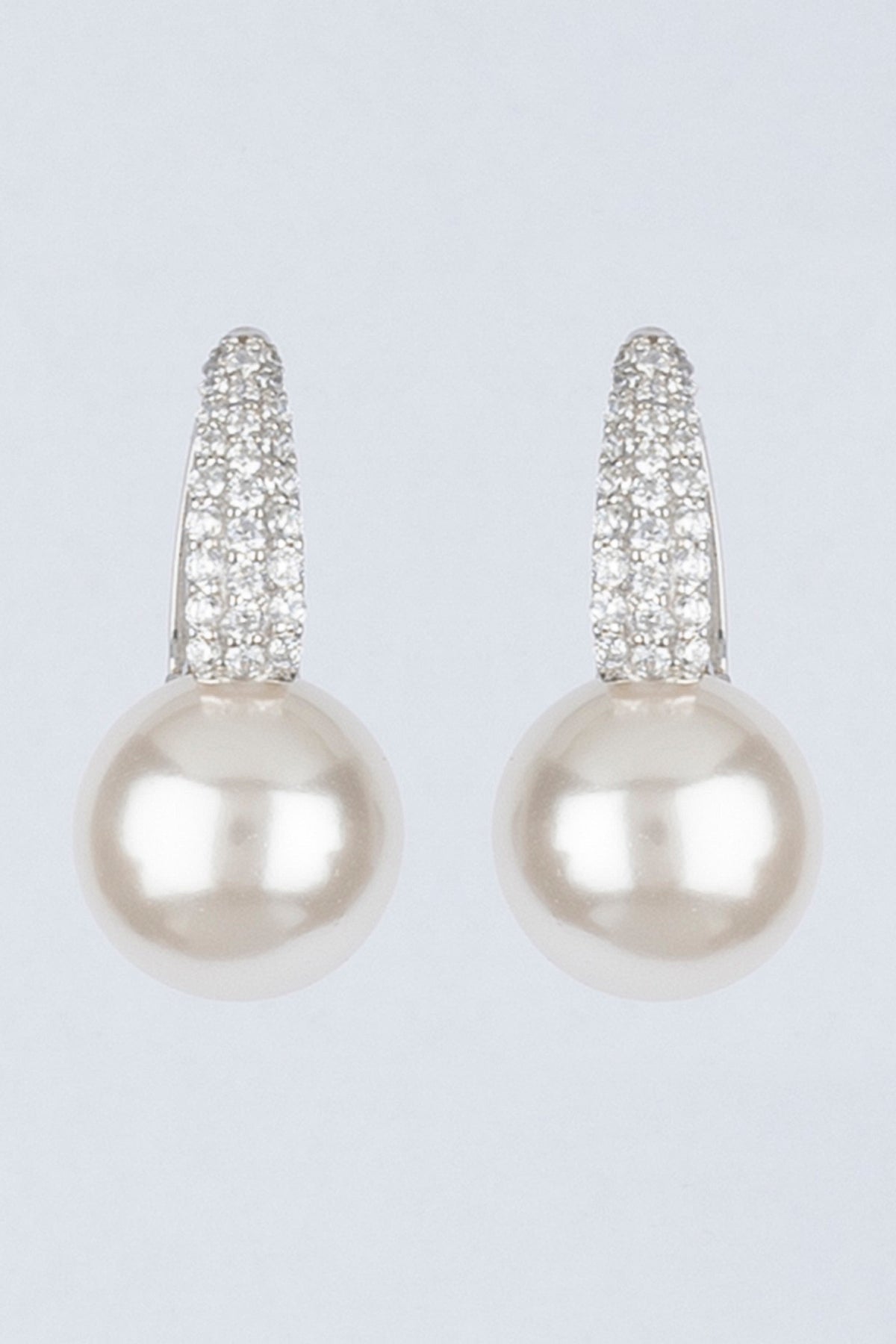 White Finish Hoop Earrings In Sterling Silver