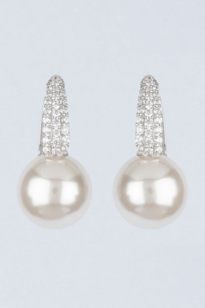 White Finish Hoop Earrings In Sterling Silver