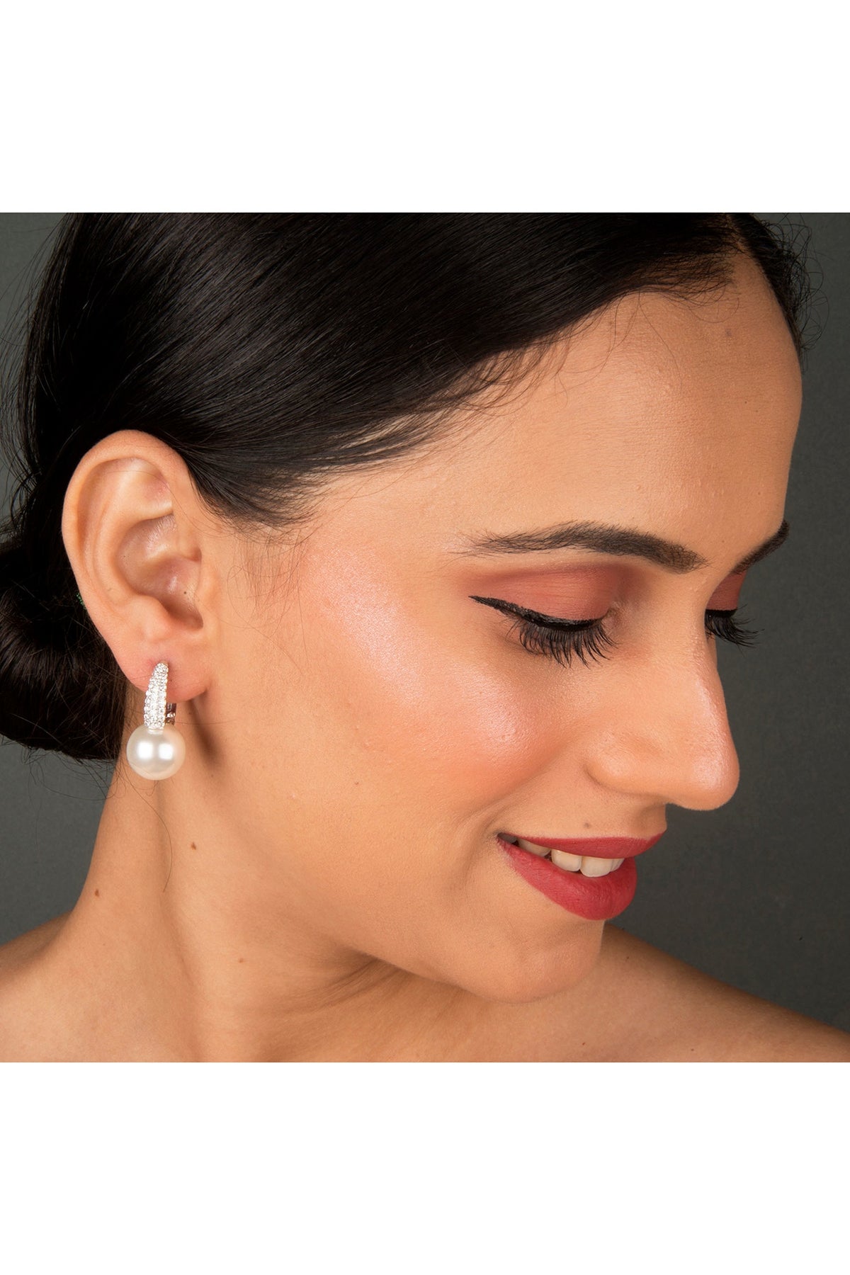 White Finish Hoop Earrings In Sterling Silver